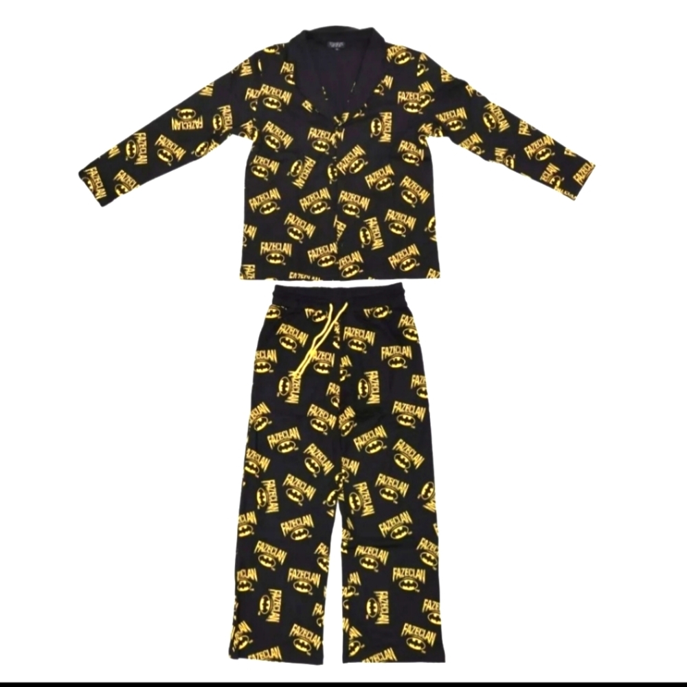 Faze Clan X Batman 100% Cotton Black/Yellow Men's Pajamas Top Bottom NWT Szlarge